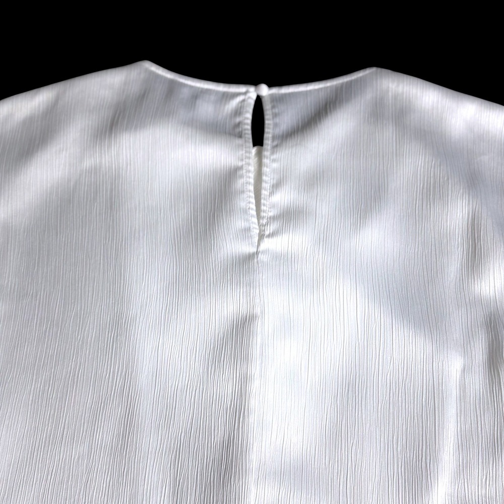 Nine West White Plisse Twist Neck Sleeveless Blouse Top Large RN73277 - Picture 6 of 10